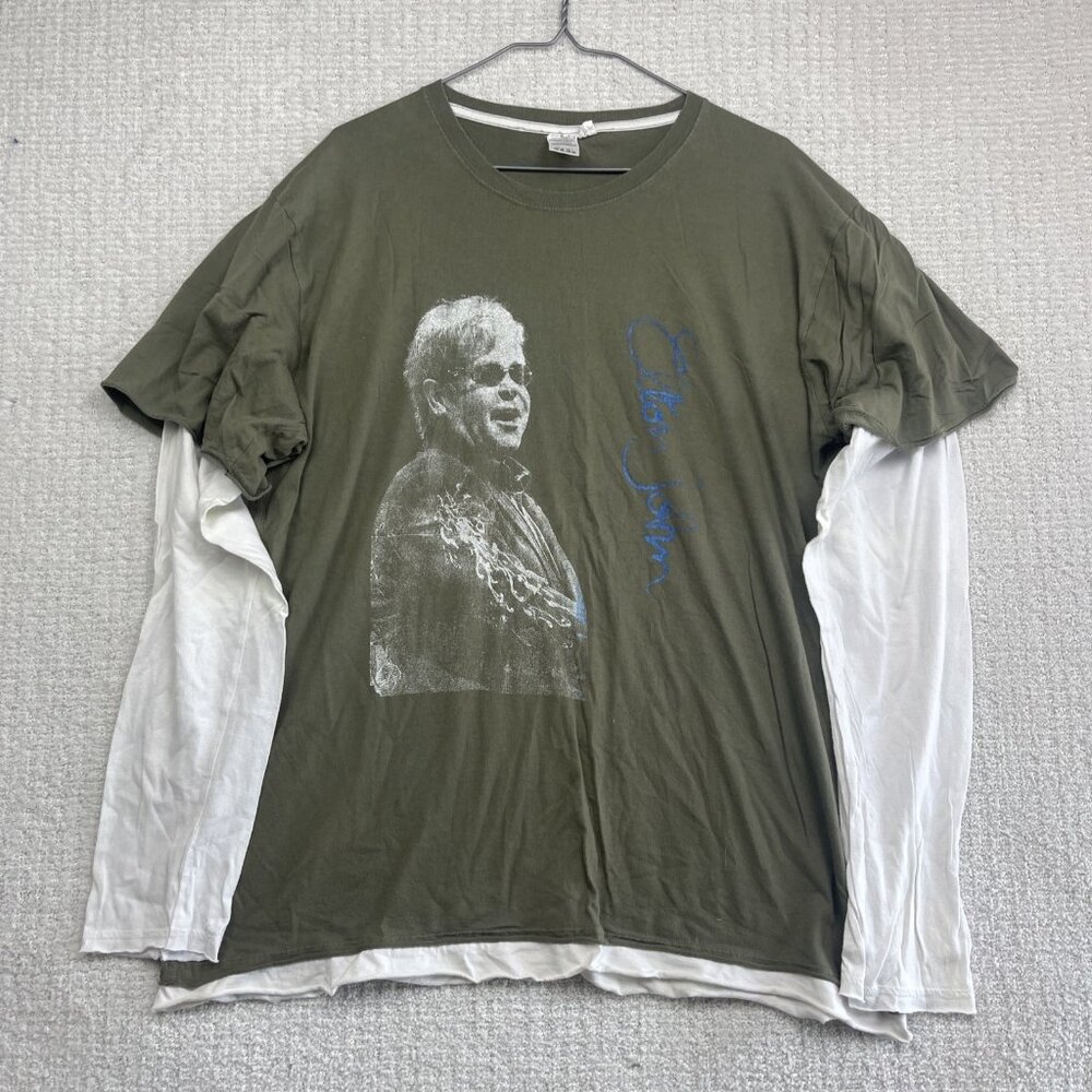 Y2K Elton John 2014 Double Sided Concert Shirt  Men's XL Goth Layered shirt READ